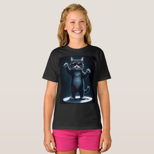 Cool Cat Rock Dancer T-shirt | Grappig Dierlijke M (Voorkant volledig)