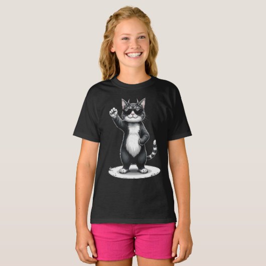 Cool Cat Rock Dancer T-shirt | Grappig Dierlijke M (Voorkant volledig)