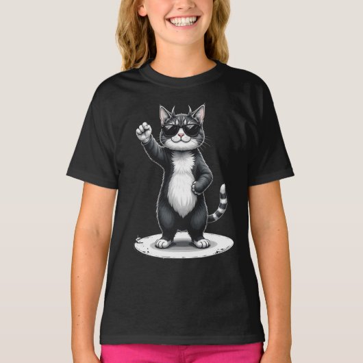 Cool Cat Rock Dancer T-shirt | Grappig Dierlijke M (Voorkant)
