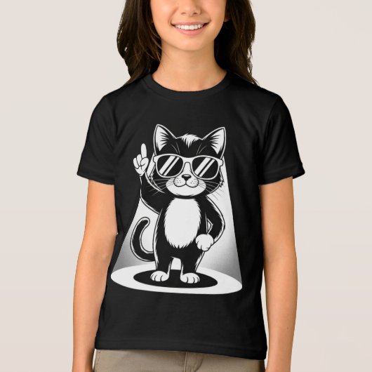 Cool Cat Rock Dancer T-shirt | Grappig Dierlijke M (Voorkant)