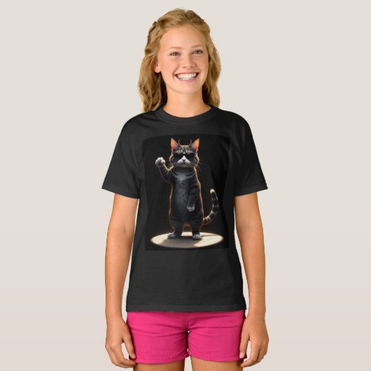 Cool Cat Rock Dancer T-shirt | Grappig Dierlijke M (Voorkant volledig)