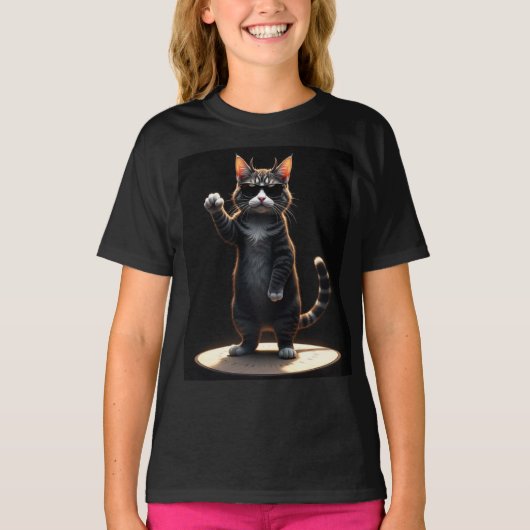 Cool Cat Rock Dancer T-shirt | Grappig Dierlijke M (Voorkant)