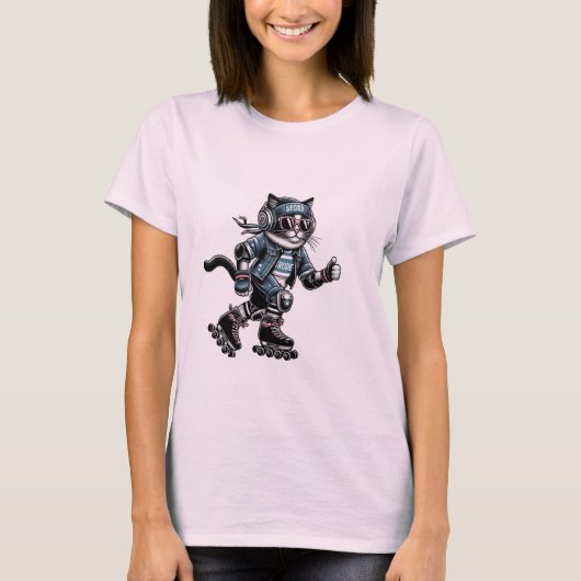Cool cat rolschaatsen t-shirt (Voorkant)