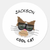 Cool Cat Ronde Sticker (Voorkant)