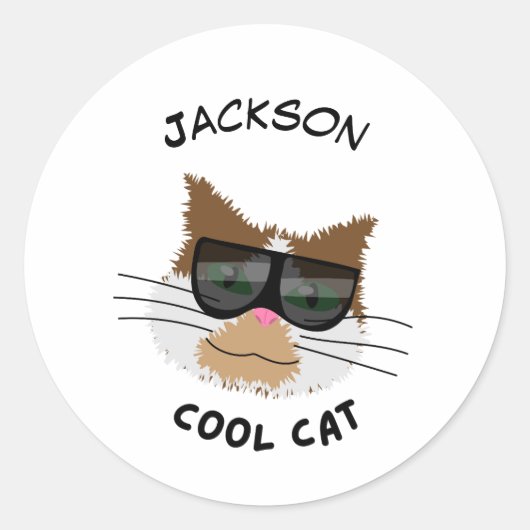 Cool Cat Ronde Sticker (Voorkant)