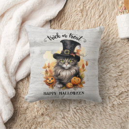 Cool  Cat rustieke Halloween gepersonaliseerd Kussen