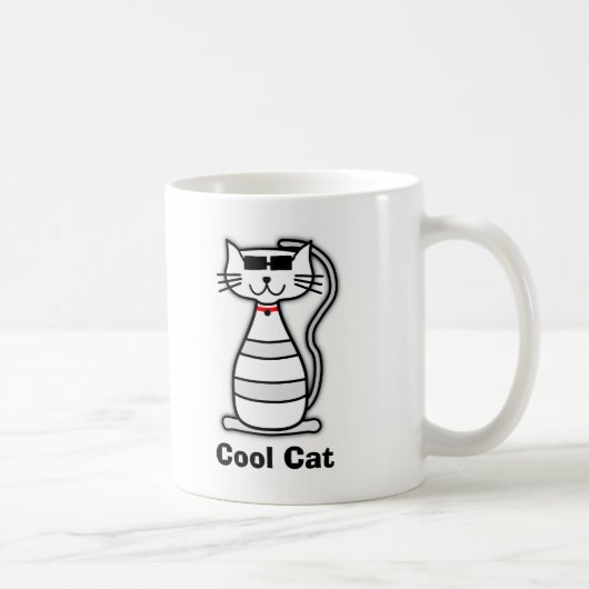 Cool Cat schattige cartoon kat met zonnebrillen Koffiemok (Rechts)