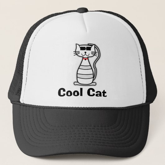 Cool Cat schattige cartoon kat met zonnebrillen Trucker Pet (Voorkant)
