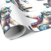 Cool Cat Skateboarder Cadeaupapier (Rol Hoek)