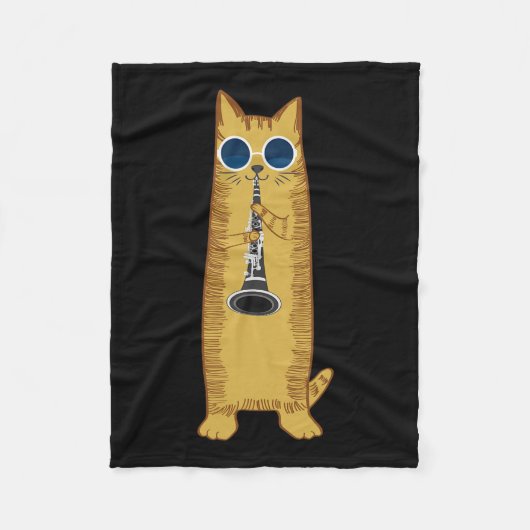 Cool Cat-speelster voor Clarinet Design Hippy Hips Fleece Deken (Voorkant)