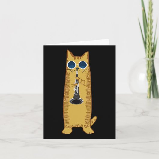 Cool Cat-speelster voor Clarinet Design Hippy Hips Kaart (Voorkant)