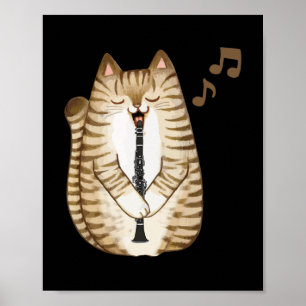 Cool Cat-speelster voor Clarinet Design Hippy Hips Poster