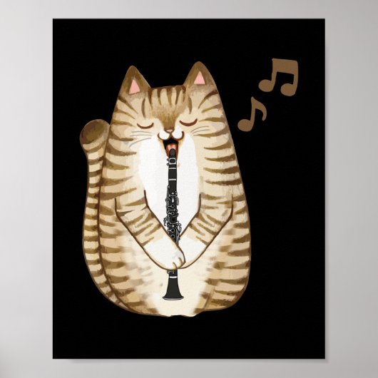 Cool Cat-speelster voor Clarinet Design Hippy Hips Poster (Voorkant)