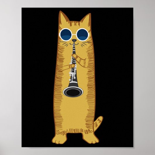 Cool Cat-speelster voor Clarinet Design Hippy Hips Poster (Voorkant)