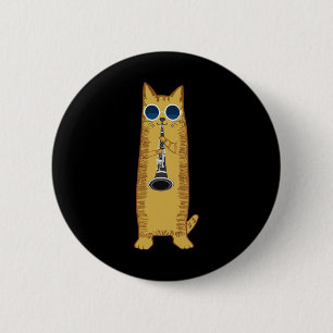 Cool Cat-speelster voor Clarinet Design Hippy Hips Ronde Button 5,7 Cm