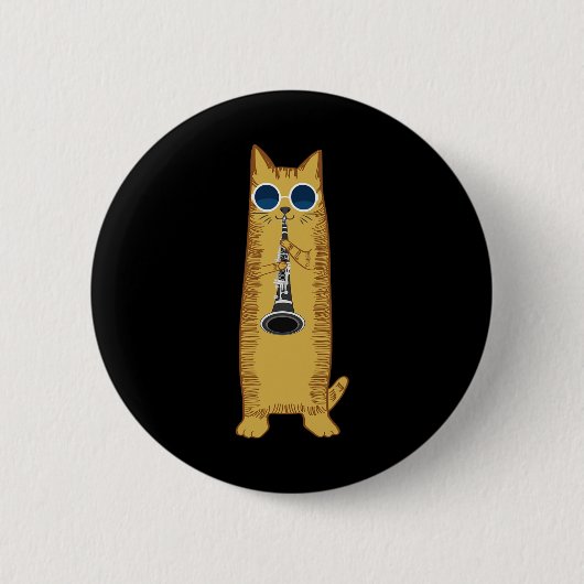 Cool Cat-speelster voor Clarinet Design Hippy Hips Ronde Button 5,7 Cm (Voorkant)