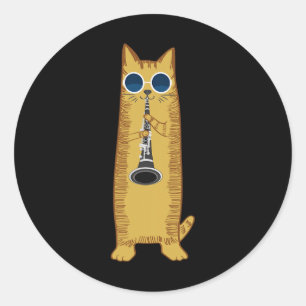Cool Cat-speelster voor Clarinet Design Hippy Hips Ronde Sticker