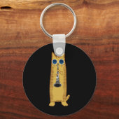 Cool Cat-speelster voor Clarinet Design Hippy Hips Sleutelhanger (Voorkant)