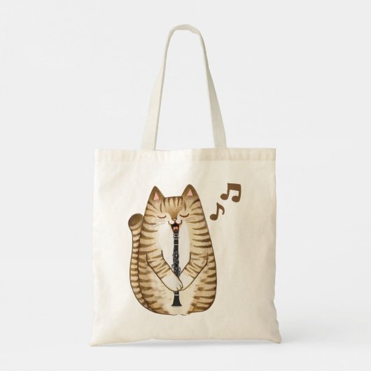 Cool Cat-speelster voor Clarinet Design Hippy Hips Tote Bag (Achterkant)