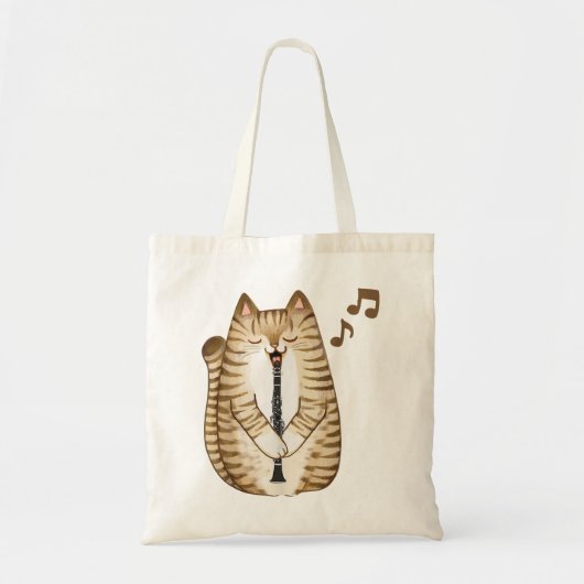 Cool Cat-speelster voor Clarinet Design Hippy Hips Tote Bag (Voorkant)