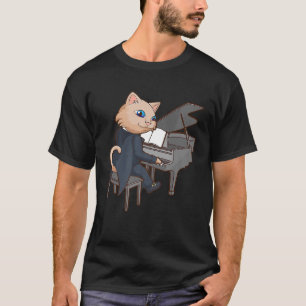 Cool Cat Spelen Piano Grappig Kitten Instrument Lo T-shirt