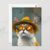 Cool Cat – Stijlvol digitaal schilderen Briefkaart (Voorkant / Achterkant)