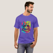 Cool Cat Street Art – Neon Splash Kitty T-shirt (Voorkant volledig)
