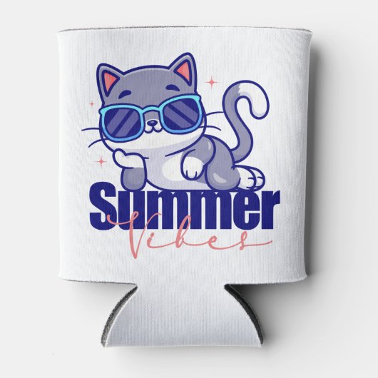 Cool Cat Summer Vibes Blikjeskoeler (Voorkant)
