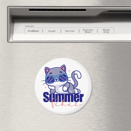 Cool Cat Summer Vibes Magneet (Insitu (Vaatwasser))