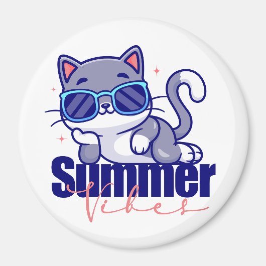 Cool Cat Summer Vibes Magneet (Voorkant)