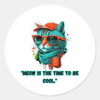 Cool Cat Sunglazen feline mode humor grappig Ronde Sticker