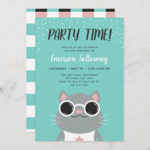 Cool Cat Turquoise Kinderen Birthday Party
