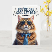 Cool Cat Vader Portretkaart Kaart (Gele Bloem)