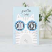 Cool Cat Valentijnsdag Kaart_blue Kaart (Staand voorkant)