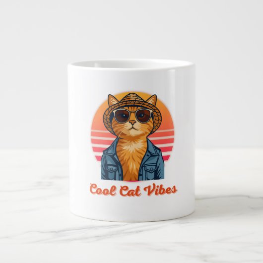 Cool Cat Vibes 🌴😎 Grote Koffiekop (Voorkant)