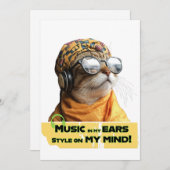Cool Cat Vibes Hipster Kat met hoofdtelefoon Kaart (Voorkant / Achterkant)