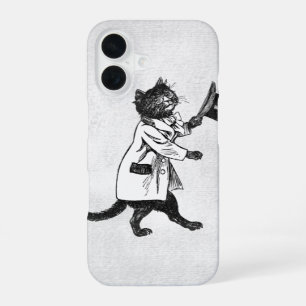 Cool Cat Vintage Zwart Wit Grunge iPhone Hoesje iPhone 16 Hoesje