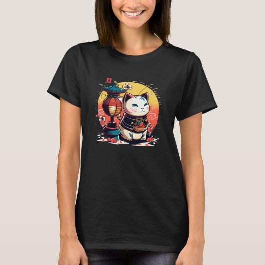 Cool Cat voor Meneki Neko T-shirt (Voorkant)