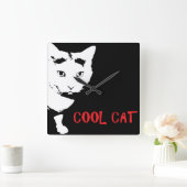 COOL CAT WALL CLOCK VIERKANTE KLOK (Huis)