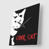 COOL CAT WALL CLOCK VIERKANTE KLOK (Hoek)