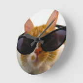 Cool Cat Wearing Sunglasses Clock Ronde Klok (Hoek)