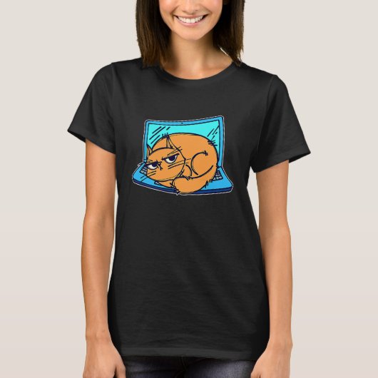 Cool cat work from home laptop home office t-shirt (Voorkant)