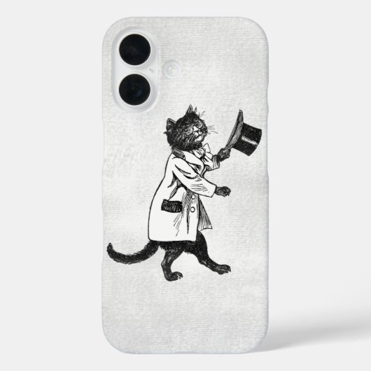 Cool Cat  Zwart Wit Grunge iPhone Case (Achterkant)