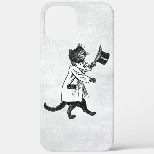 Cool Cat  Zwart Wit Grunge iPhone Case (Achterkant)