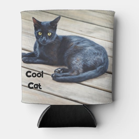 Cool Cat Zwarte Kat Gezellige Koelbox Blikjeskoeler (Voorkant)