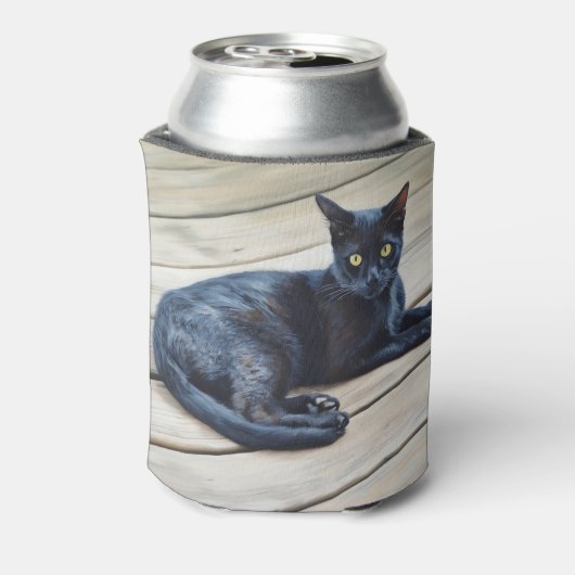 Cool Cat Zwarte Kat Gezellige Koelbox Blikjeskoeler (Blikje Achterkant)