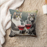 Cool Cats Are Drinking Wine Pillow! Kussen<br><div class="desc">Cool Cats Are Drinking Wine Pillow!
By MammaBASIL.</div>