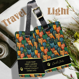 Cool Cats Cartoon Kleurrijk Bagagelabel