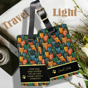 Cool Cats Cartoon Kleurrijk Bagagelabel