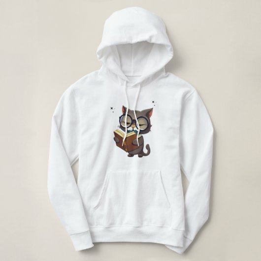Cool Cats Dragen Bril Lees boek Hoodie (Design voorkant)